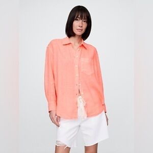 NWT Gap Oversized Linen Blend Boyfriend Shirt
